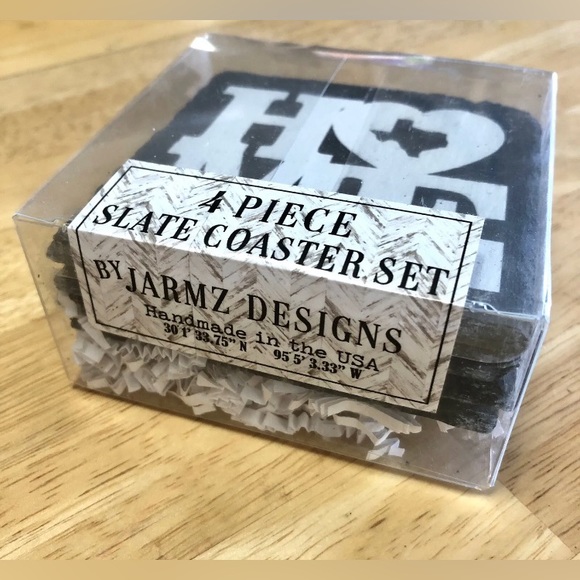 Texas Slate Stone Coasters Set, Black 4" x 4" Texas Is Home Drink Coaster - Picture 3 of 6